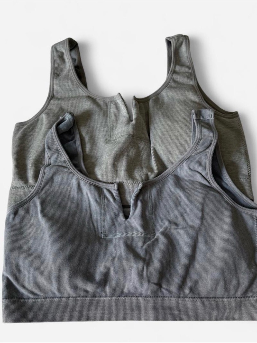 Sincerely Jules Dual-Tone V-Notch Bralettes - Gray & Blue Gray